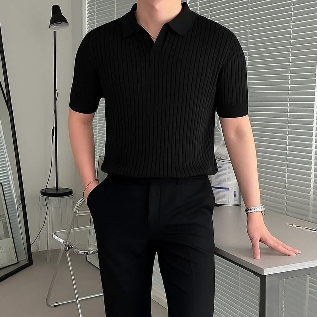 Old Money Polo T-Shirt in Black
