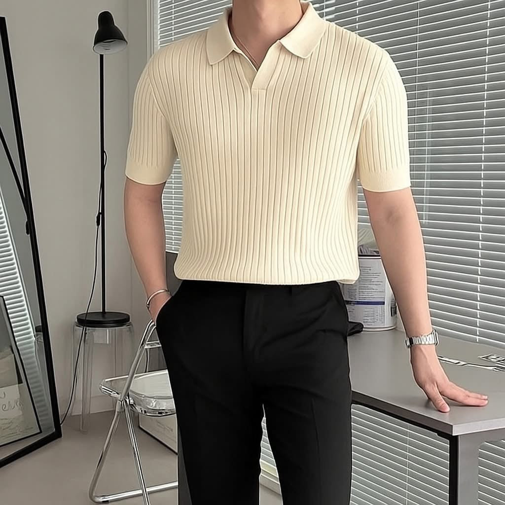 Old Money Polo T-Shirt in Beige