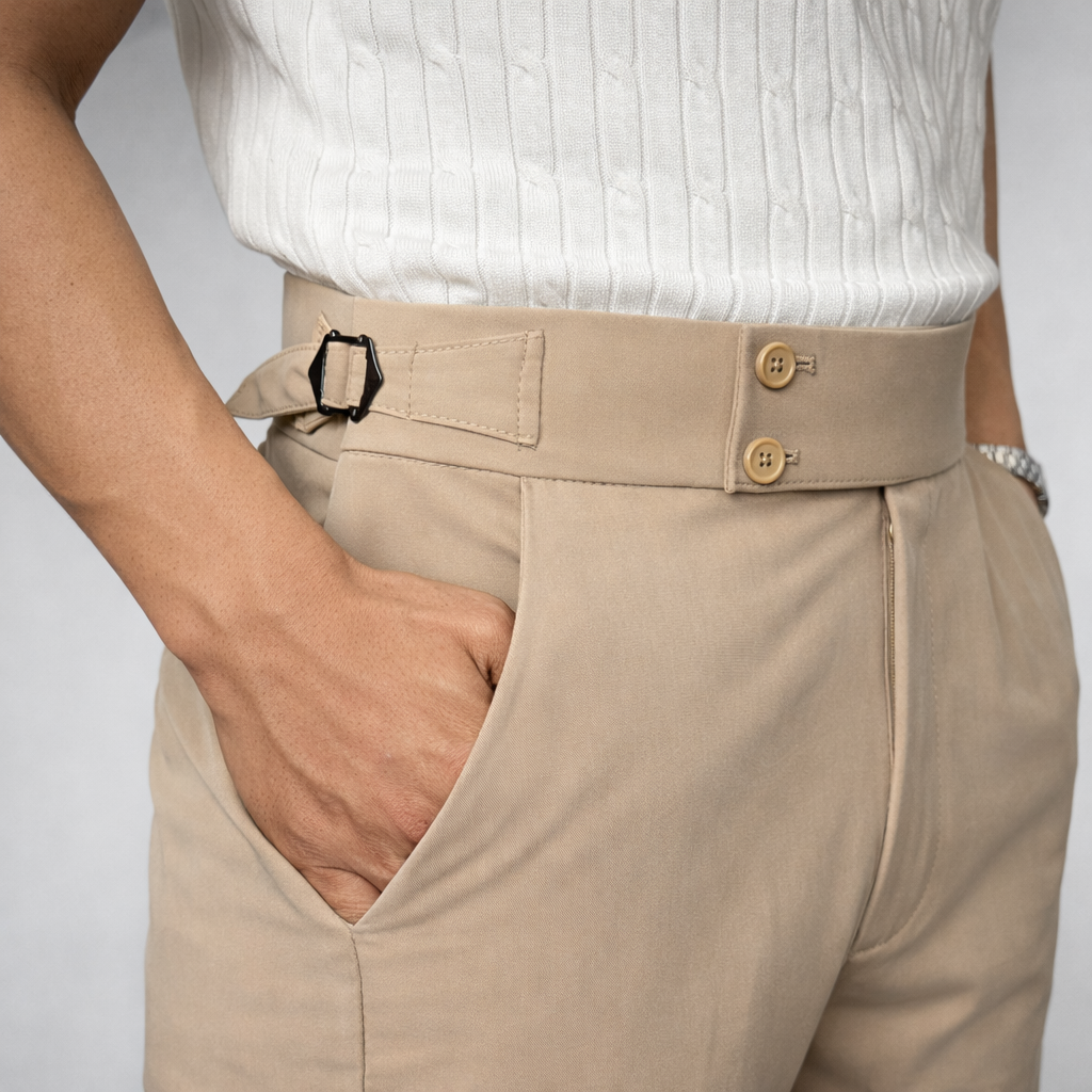 Gurkha Formal Pant in Beige/Off White