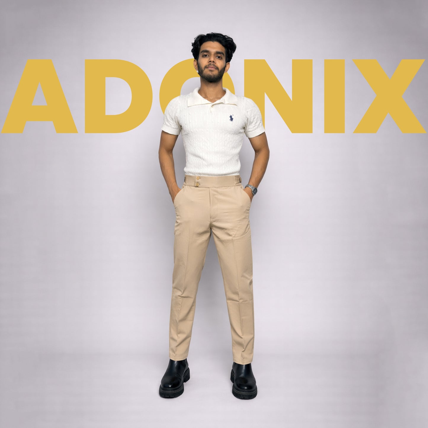 Gurkha Formal Pant in Beige/Off White