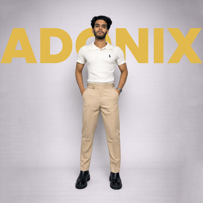 Gurkha Formal Pant in Beige/Off White