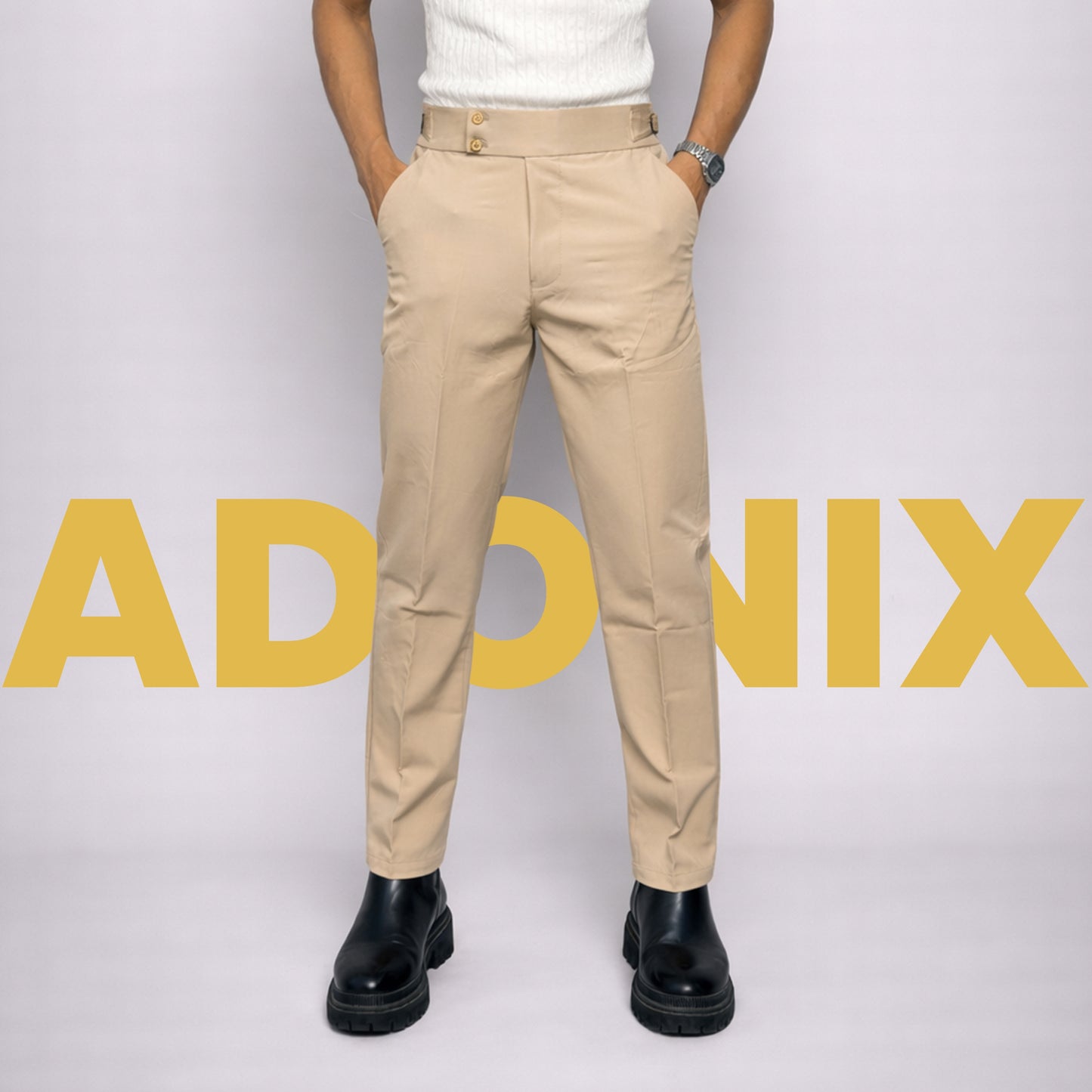 Gurkha Formal Pant in Beige/Off White